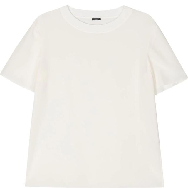 Marškinėliai trump. rankovėmis moterims, Balta, Rubin blouse crepe de soie