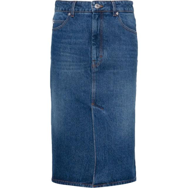 Midi sijonas moterims, Mėlyna, Denim skirt
