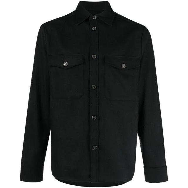 Lengva striukė vyrams, Juoda, Flat wool overshirt