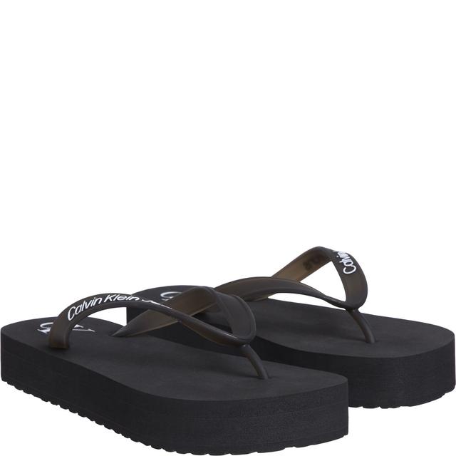 Pliažo šlepetės per pirštą moterims, Juoda, Beach sandal flatform