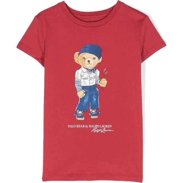 Marškinėliai trump. rankovėmis mergaitėms, Raudona, Polo bear jersey tee (2-6x)