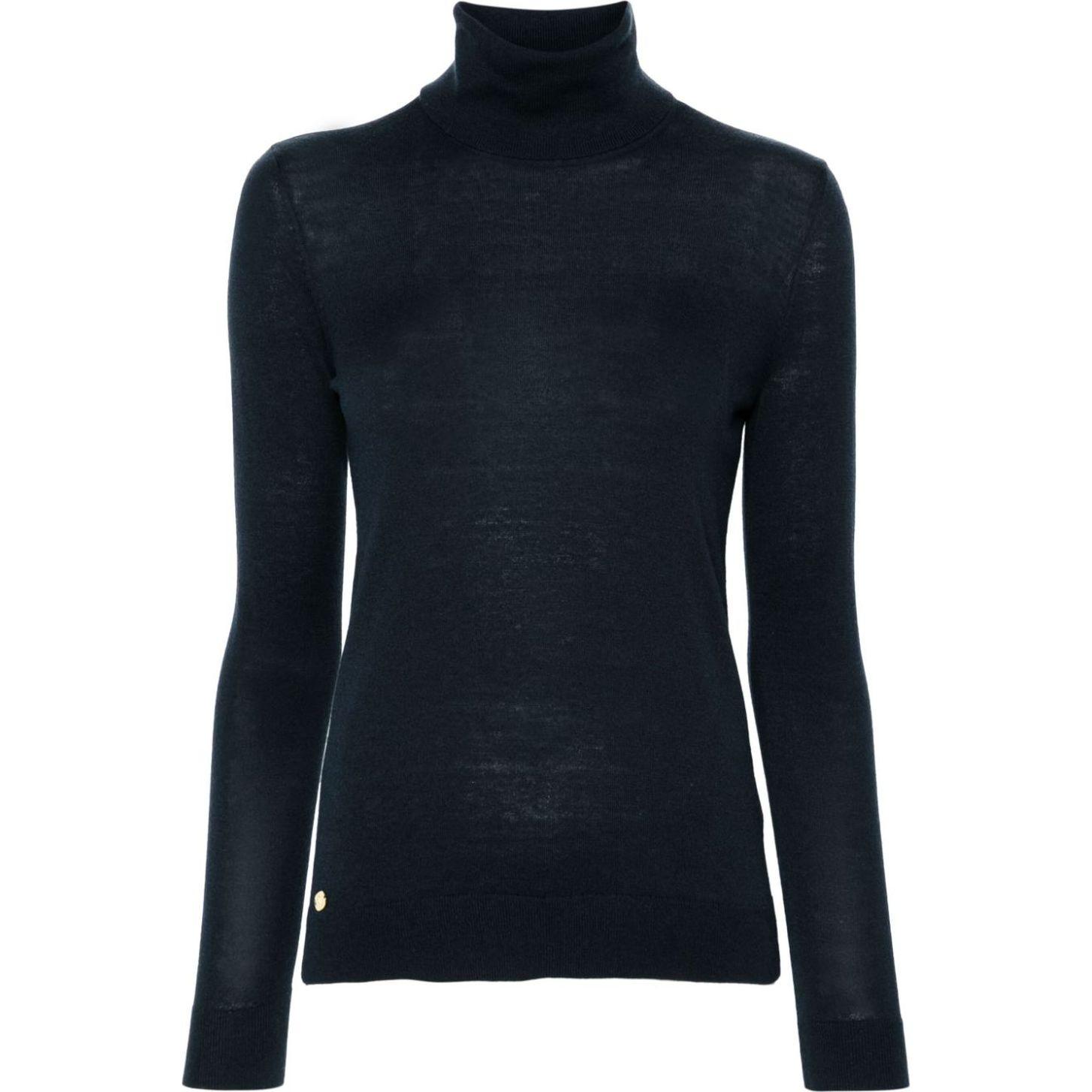 Megztinis su kaklu moterims, Mėlyna, Zoe long sleeve pullover