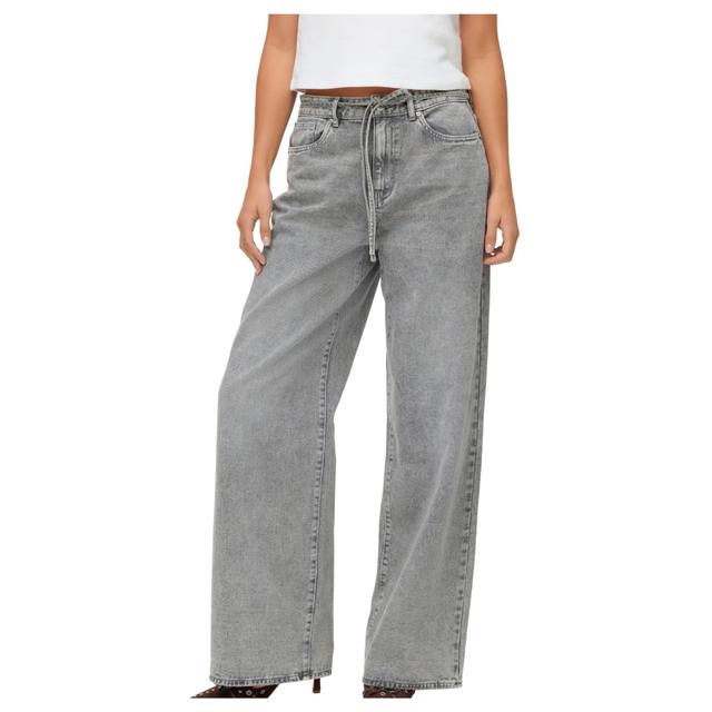 Platūs džinsai moterims, Pilka, Wien wide belt