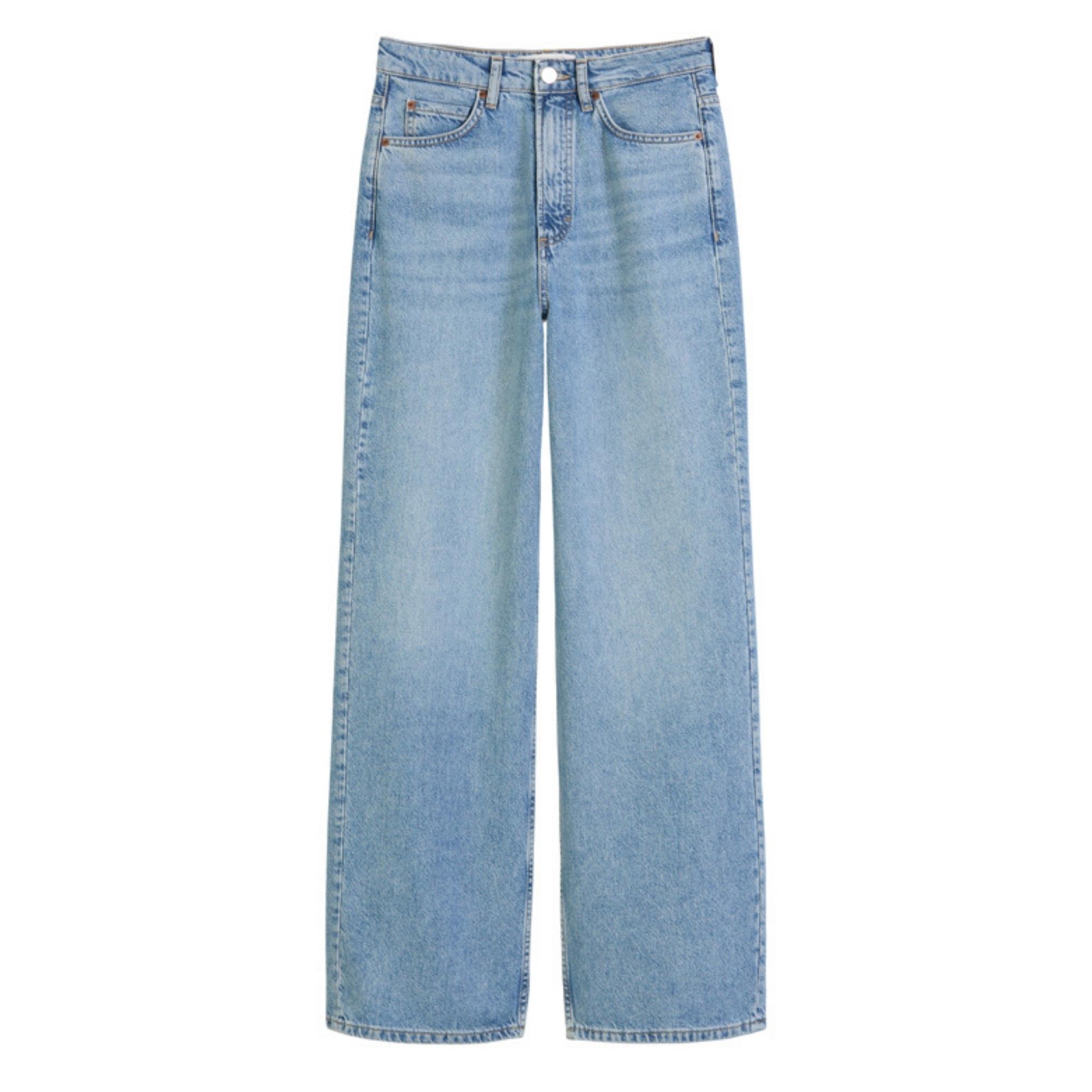 Platūs džinsai moterims, Mėlyna, M08907812149 Wide leg