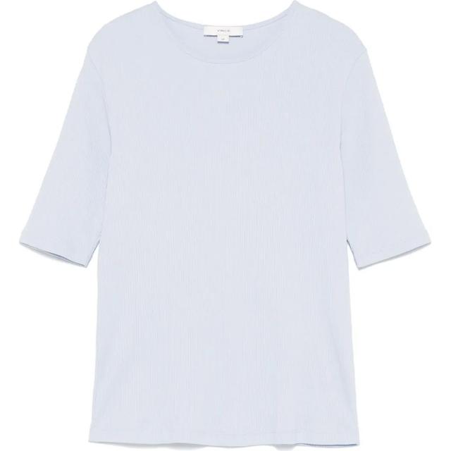 Marškinėliai trump. rankovėmis moterims, Mėlyna, Rib elbow slv crew