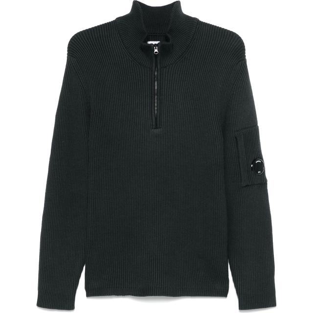 Megztinis vyrams, Juoda, Half zipped rib sweater