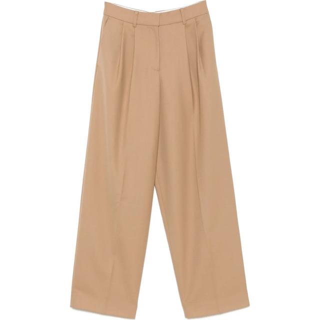 Platūs džinsai moterims, Ruda, Pleated wide leg pant