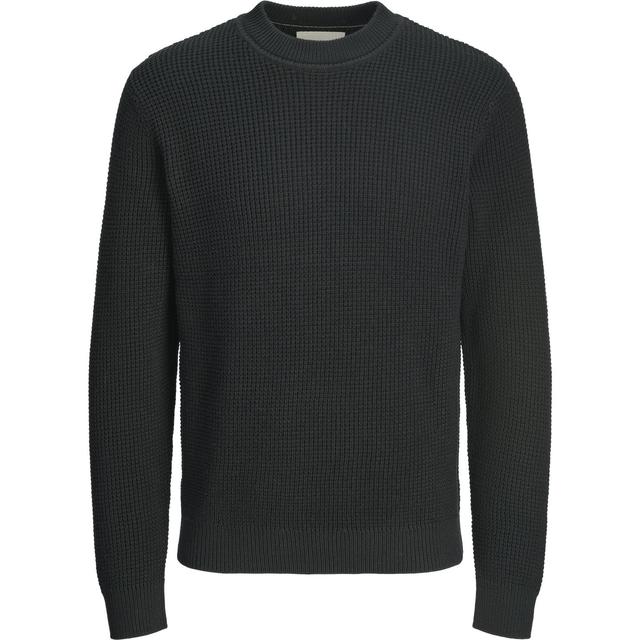 Megztinis vyrams, Juoda, Viggo waffle knit crew neck