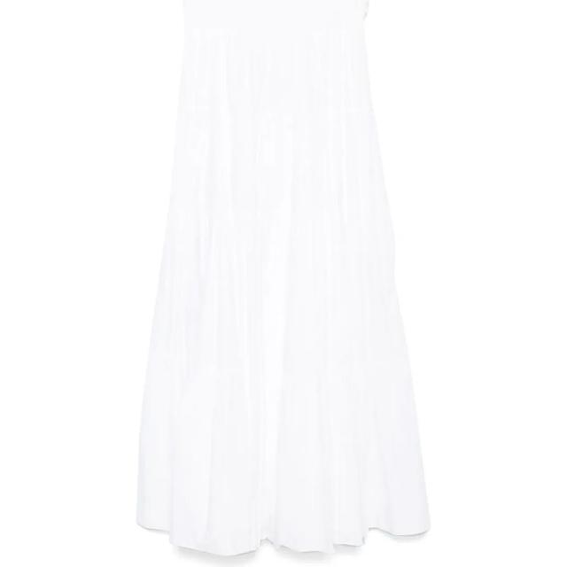 Midi suknelė moterims, Balta, Scoop neck tier dress