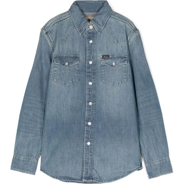 Marškiniai ilgomis rankovėmis berniukams, Mėlyna, Button front shirt (8-20)