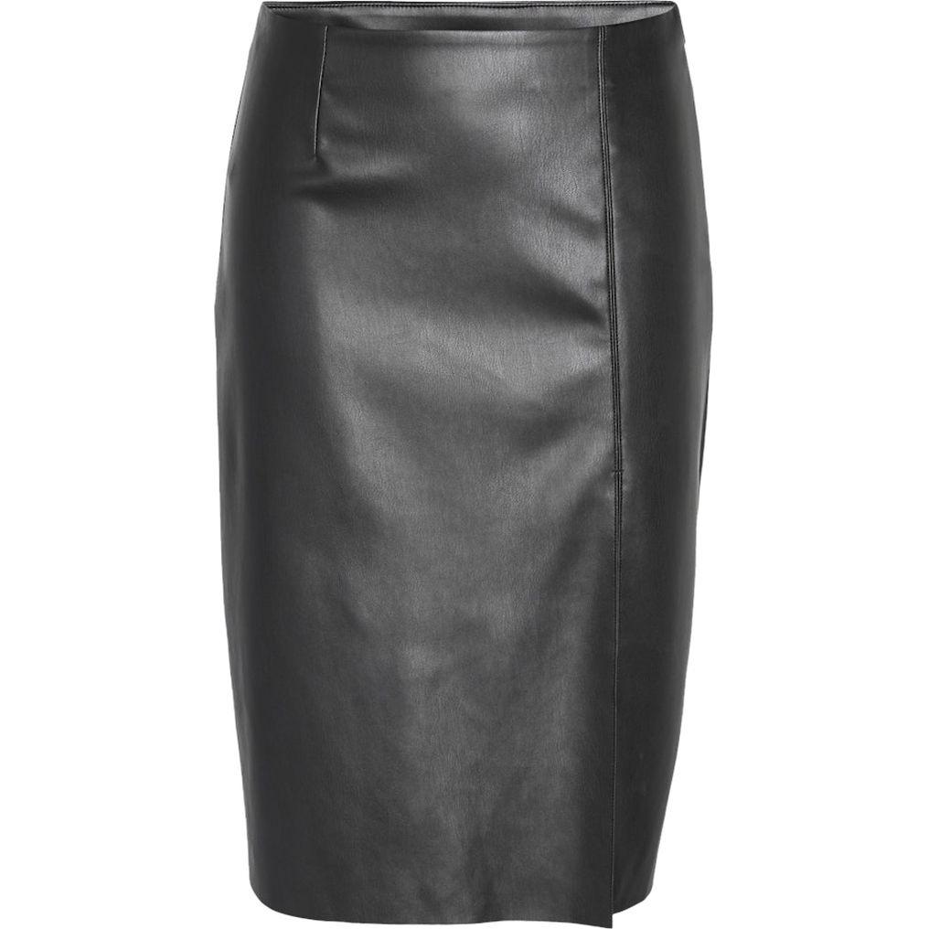 Midi sijonas moterims, Juoda, NMCLARA HW SLIT MIDI