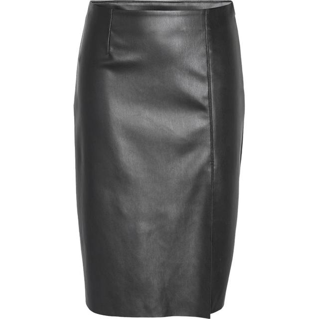 Midi sijonas moterims, Juoda, NMCLARA HW SLIT MIDI