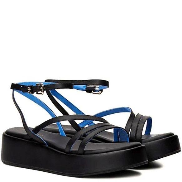 Basutės moterims, Juoda, Strap platform sandals