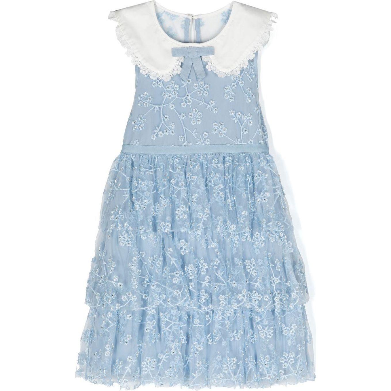 Midi suknelė mergaitėms, Mėlyna, Blue beaded tiered midi dress
