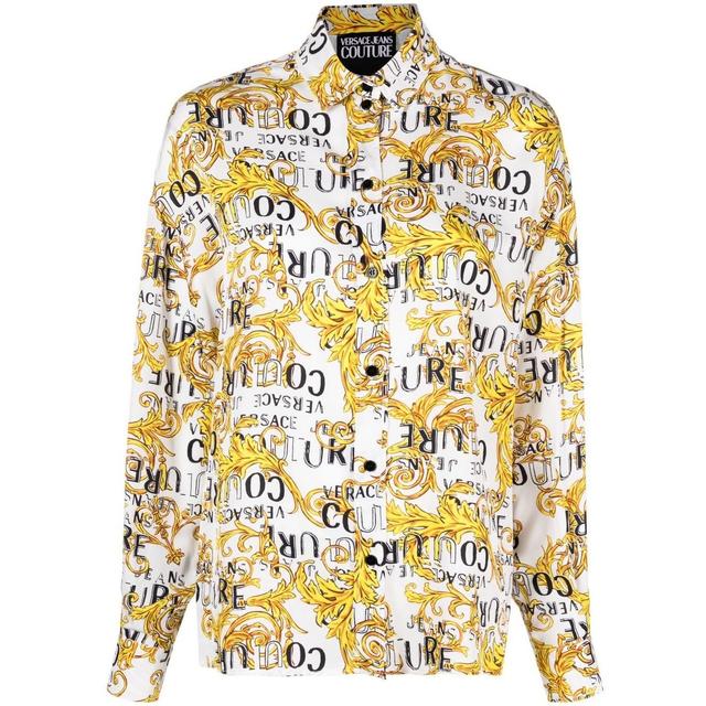 Marškiniai ilgomis rankovėmis moterims, Balta, Logo couture shirts