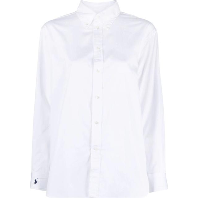 Marškiniai ilgomis rankovėmis moterims, Balta, Long sleeve button front shirt