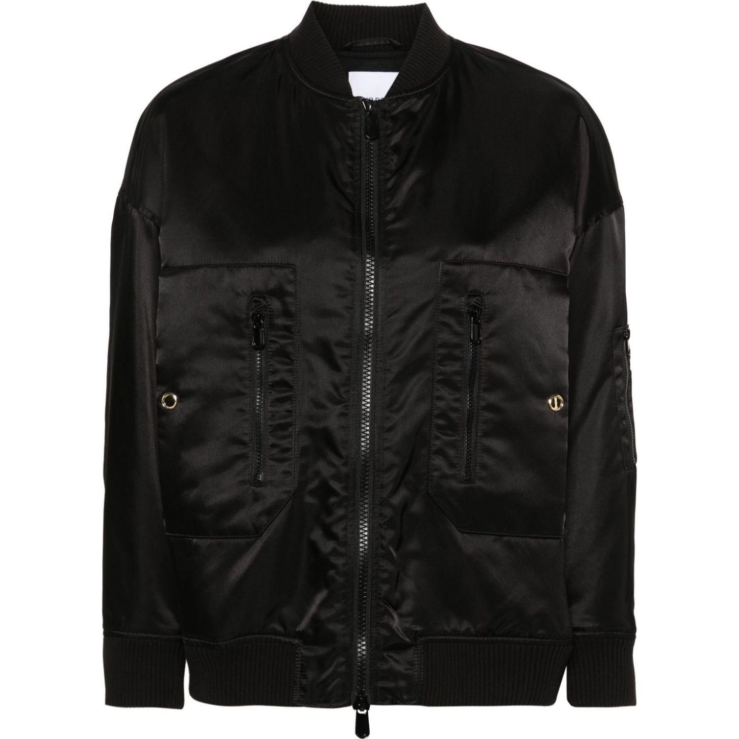 Bomberis moterims, Juoda, Satin bomber jacket