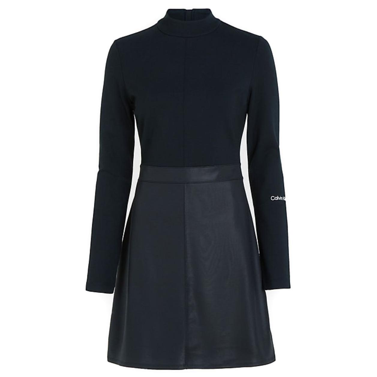 Midi suknelė moterims, Juoda, Coated milano a-line dress