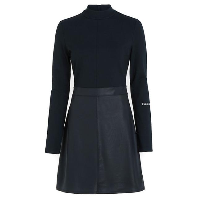 Midi suknelė moterims, Juoda, Coated milano a-line dress