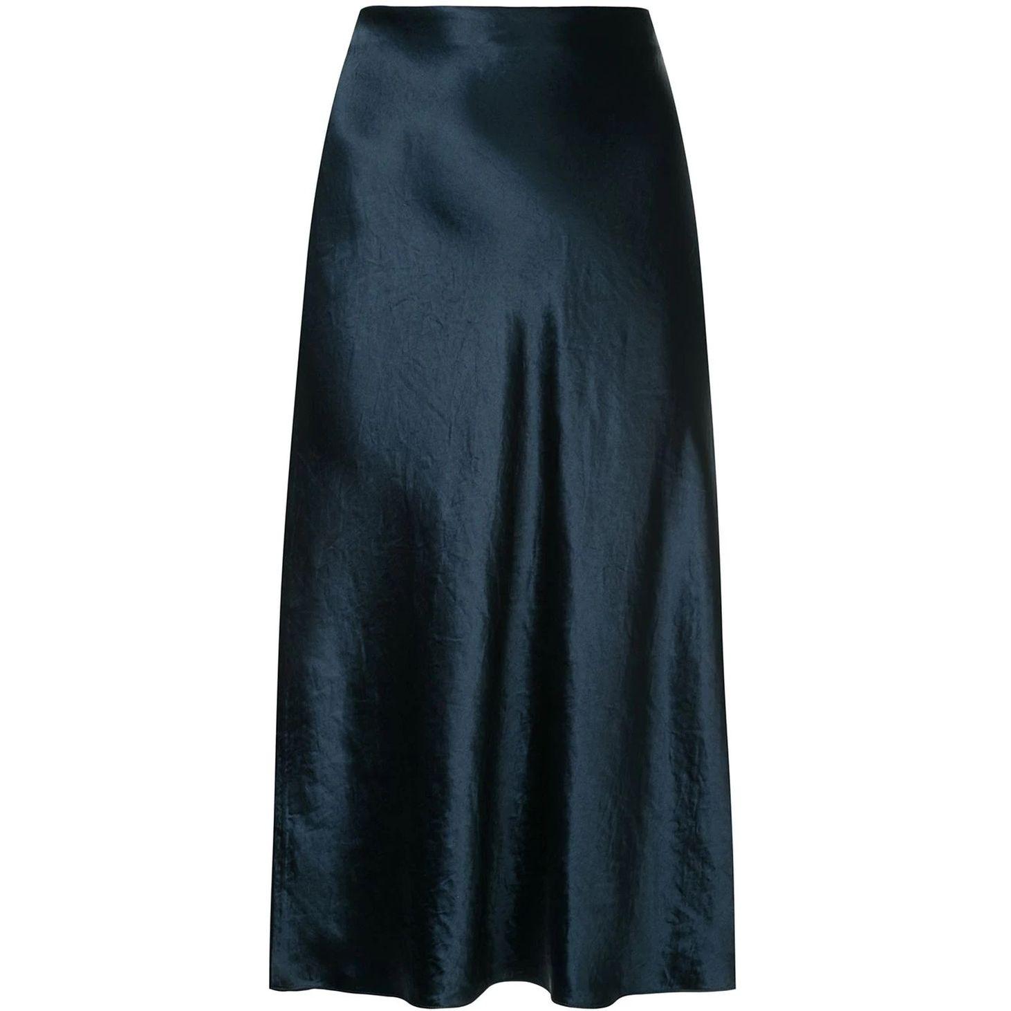 Midi sijonas moterims, Mėlyna, Slip skirt