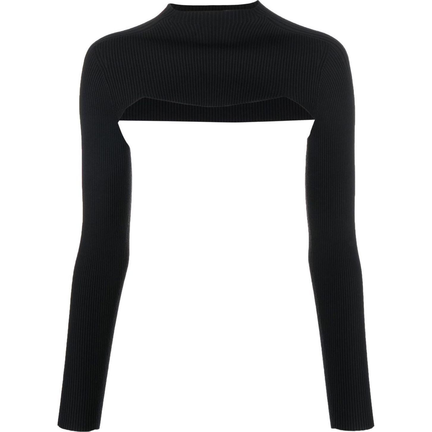 Palaidinės moterims, Juoda, Ribbed longsleeve layer
