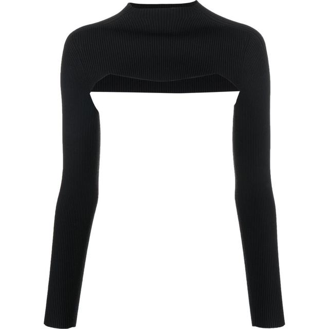 Palaidinės moterims, Juoda, Ribbed longsleeve layer