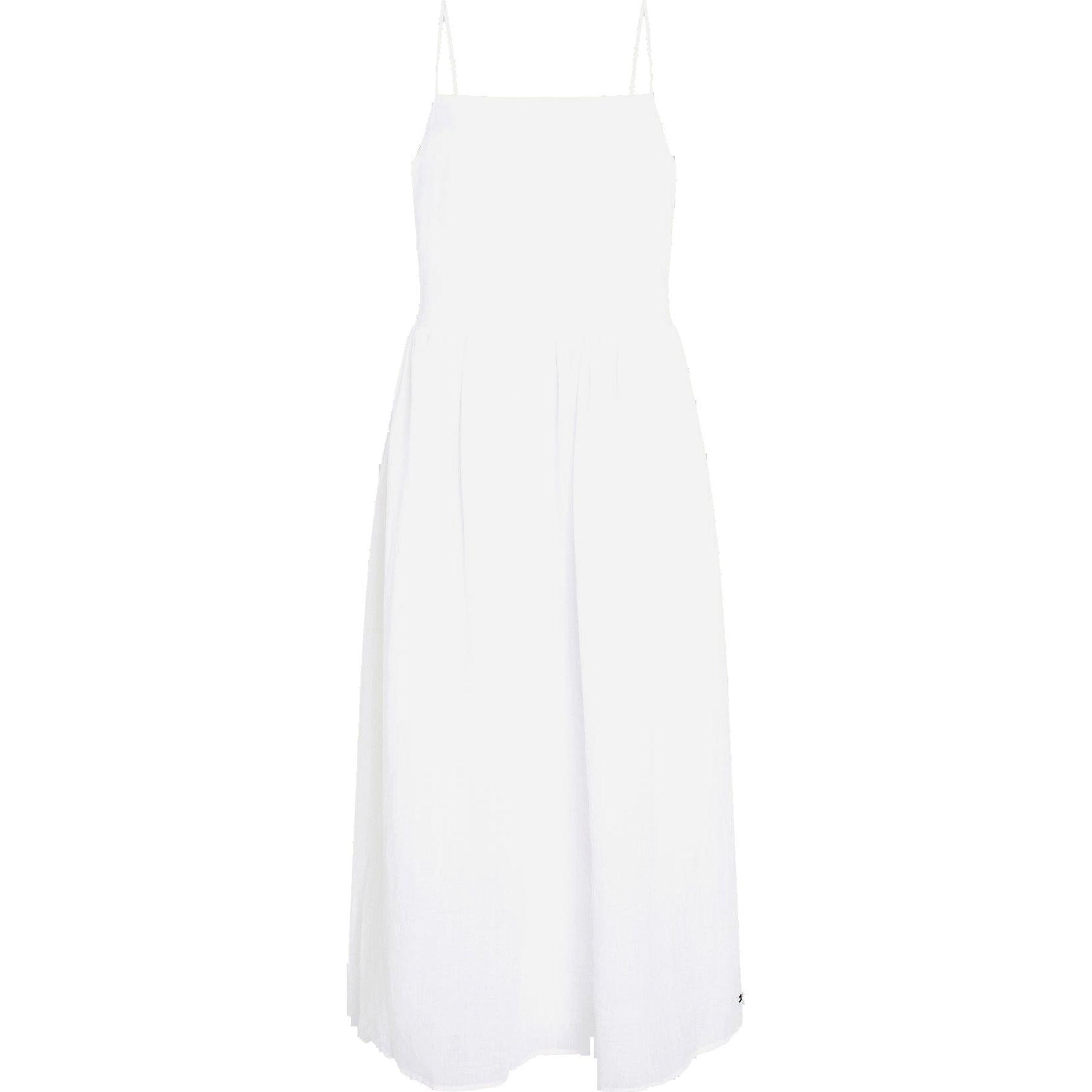 Midi suknelė moterims, Balta, Linen midi slip dress