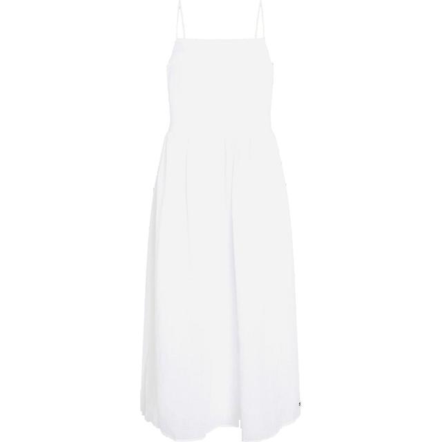 Midi suknelė moterims, Balta, Linen midi slip dress