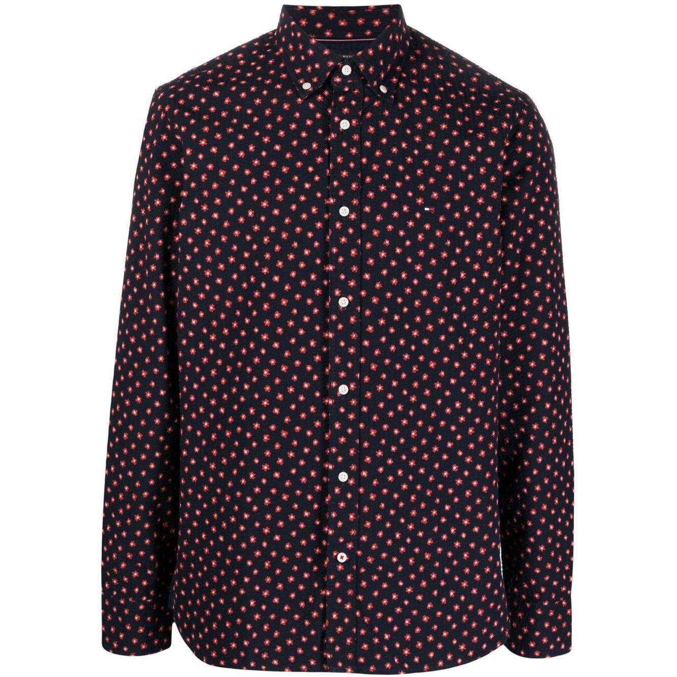 Marškiniai ilgomis rankovėmis vyrams, Mėlyna, Bi flower print shirt