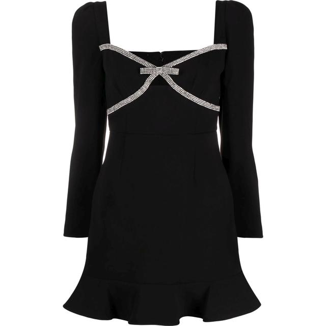 Mini suknelė moterims, Juoda, Black diamante bow mini dress