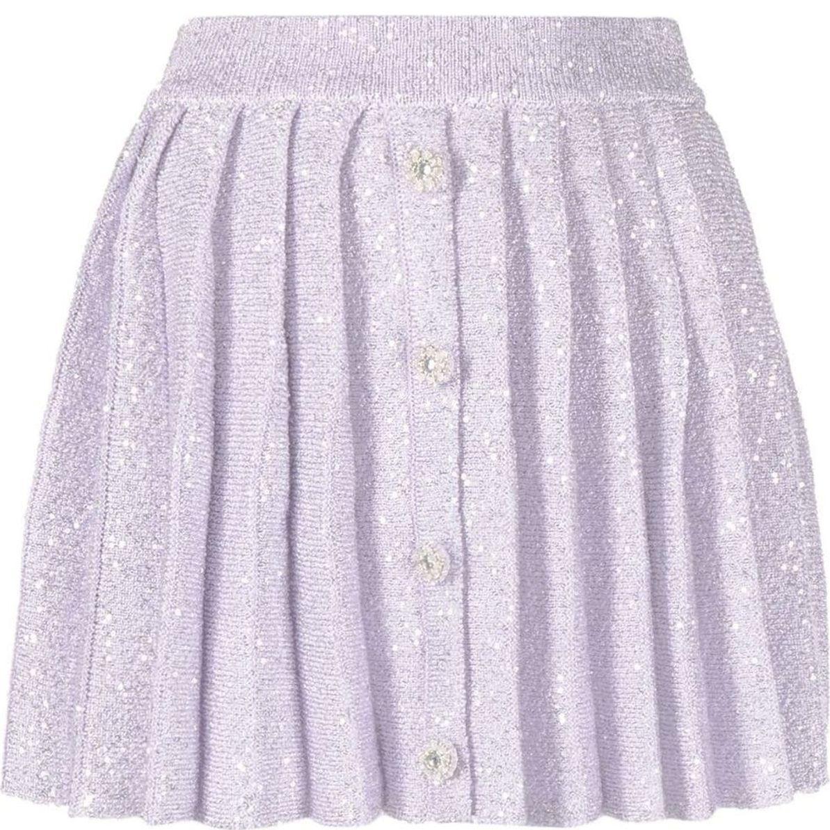 Mini sijonas moterims, purple, Sequin pleated knit skirt