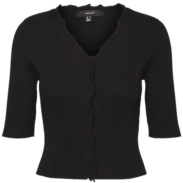 Kardiganas moterims, Juoda, VMELLY 2/4 FRILL CARD