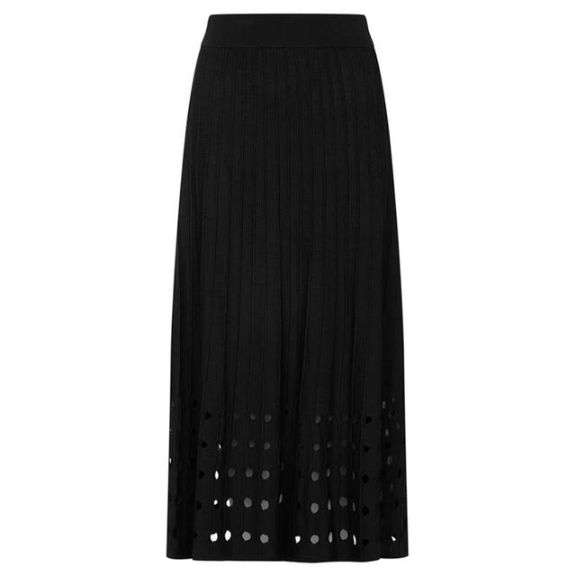 Midi sijonas moterims, Juoda, Crepe yarn sweater skirt