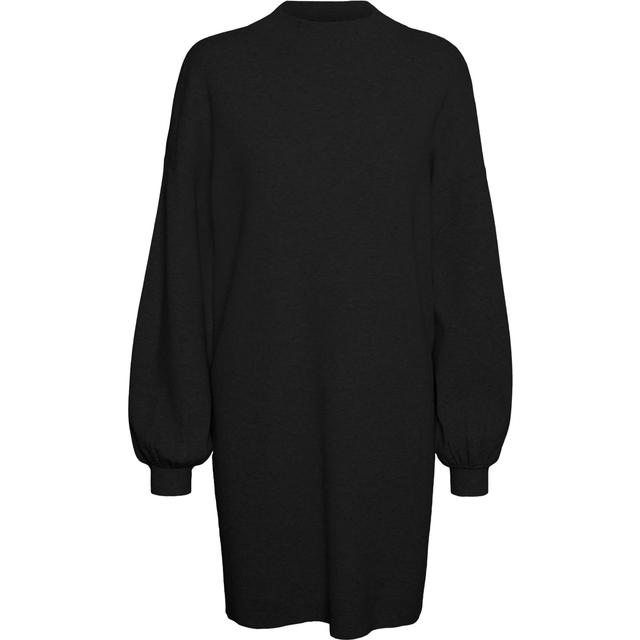 Megzta suknelė moterims, Juoda, Nancy funnel neck dress