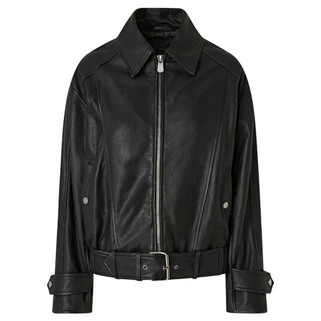 Odinė striukė moterims, Juoda, Guanciale jacket