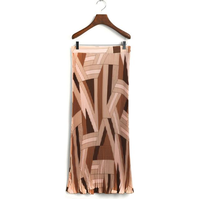 Midi sijonas moterims, Smėlio, REG LETTERS PRINT