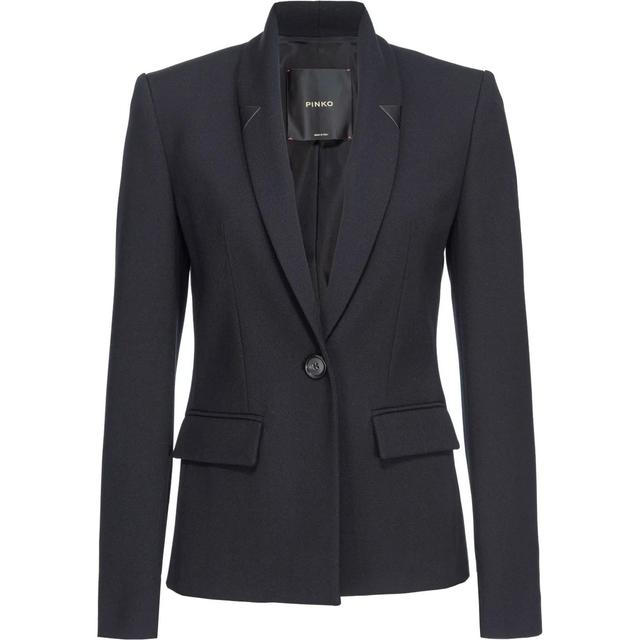 Švarkas moterims, Juoda, Shawl-lapel twill blazer