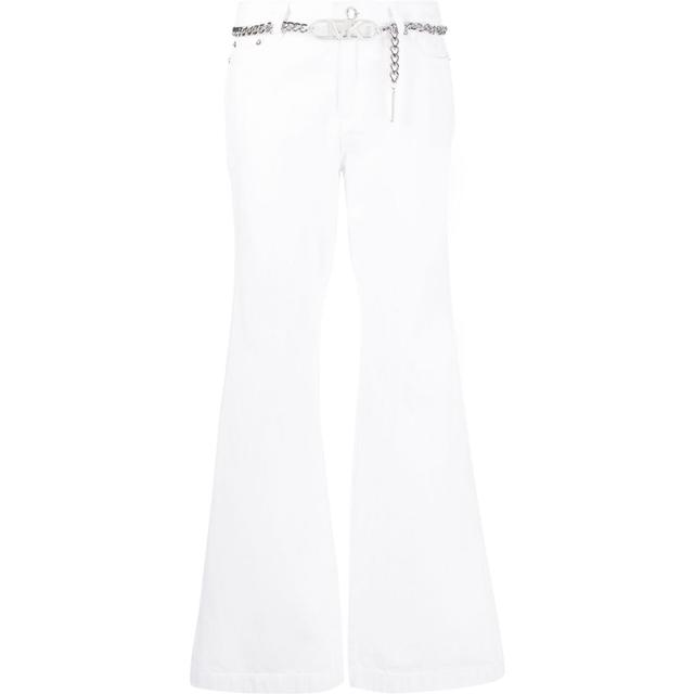 Platėjantys džinsai moterims, Balta, Flare chain belt denim jean