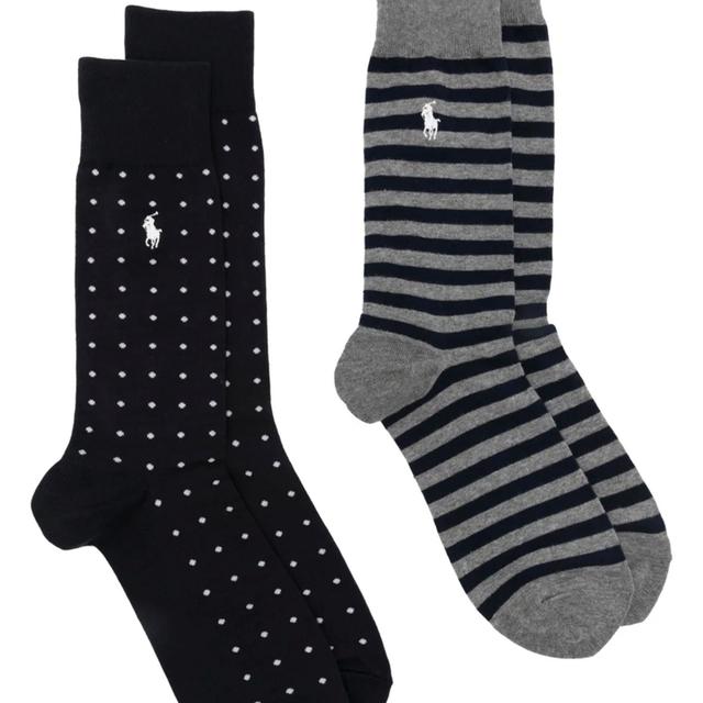 Kojinės vyrams, Mėlyna, Dot stripe-crew-2 pack