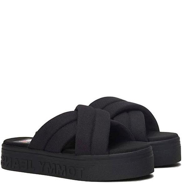 Šlepetės moterims, Juoda, Lettering flatform sandal