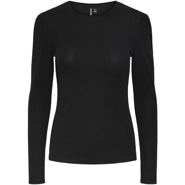 Marškinėliai moterims, Juoda, PCRUKA LS PUFF TOP N