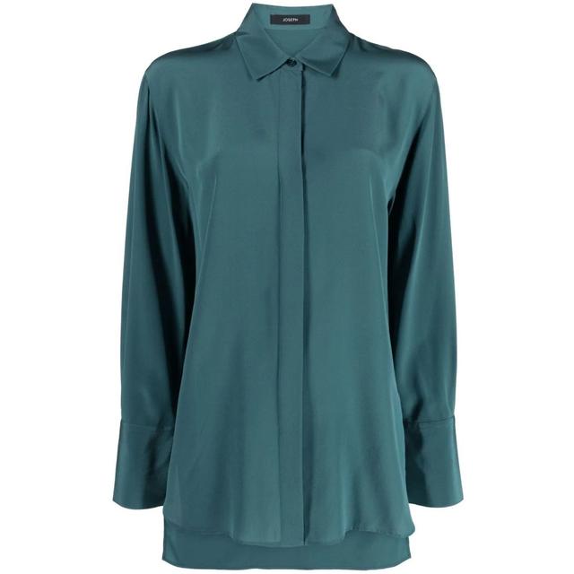 Marškiniai ilgomis rankovėmis moterims, Žalia, Bold crepe de soie blouse