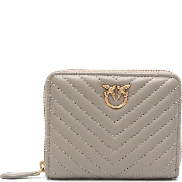 Piniginė moterims, Pilka, Quilted leather wallet