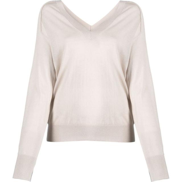 Megztinis moterims, Pilka, Lyocell wool v-neck sweater