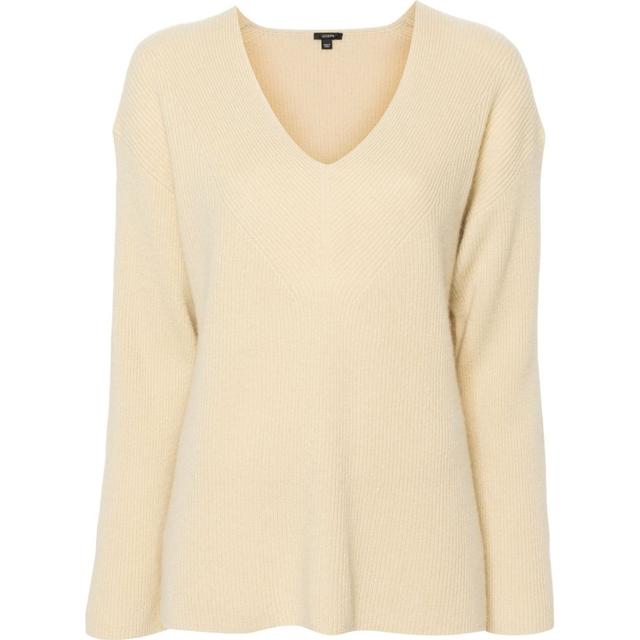 Megztinis su V apykakle moterims, Smėlio, V neck longsleeve