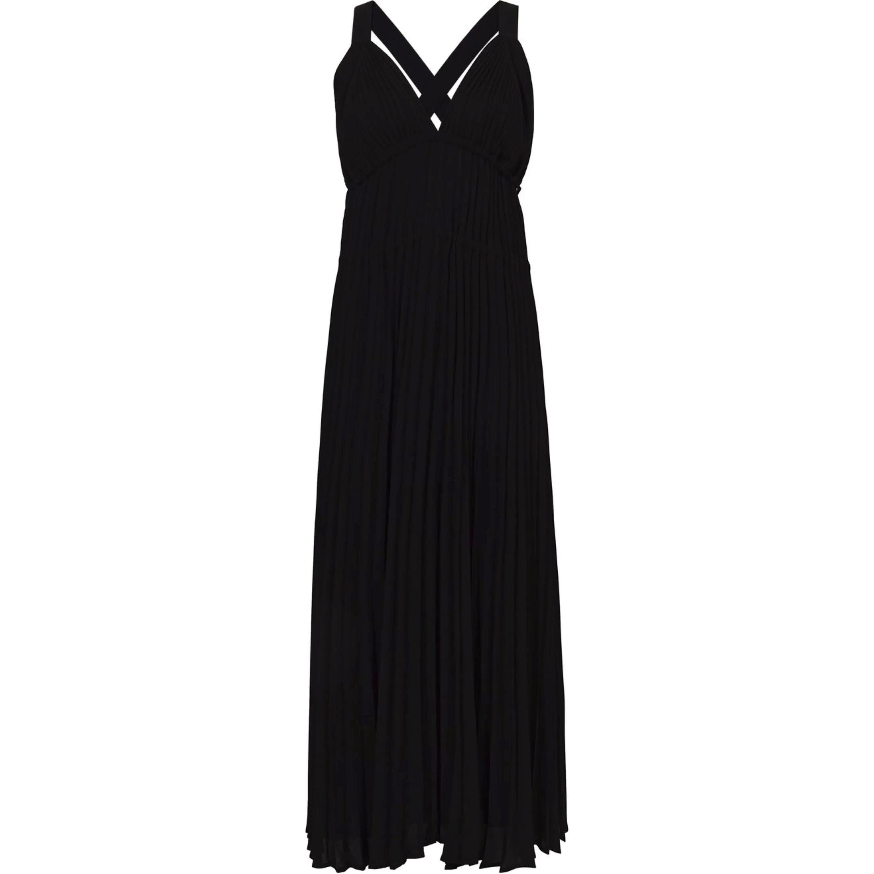 Maxi suknelė moterims, Juoda, Broomstick pleated tank dress