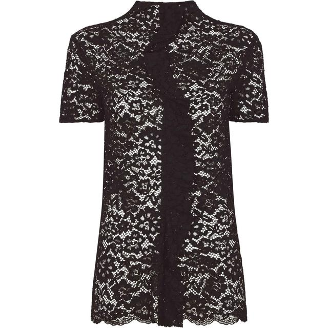 Palaidinės moterims, Juoda, Stretch lace short sleevetop