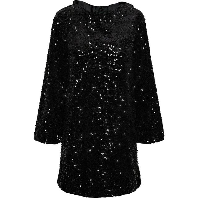 Mini suknelė moterims, Juoda, Kam deep back bow dress