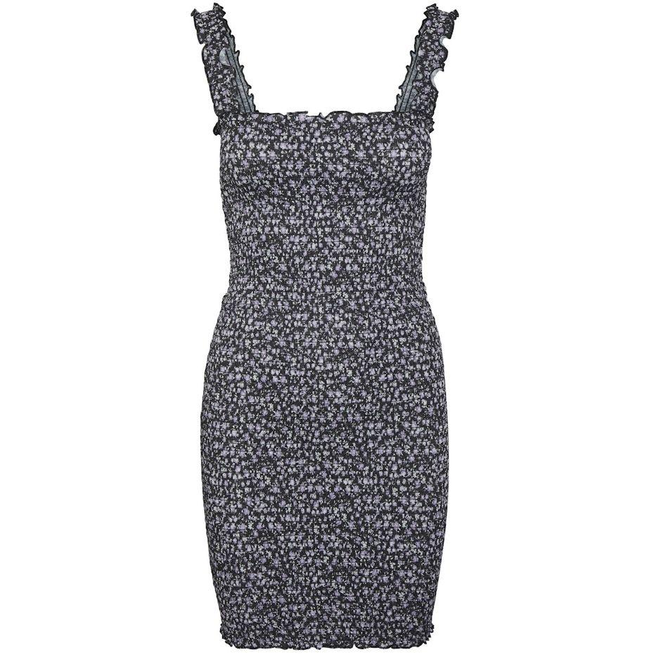 Mini suknelė moterims, Pilka, NMLEA SMOCK STRAP SHO