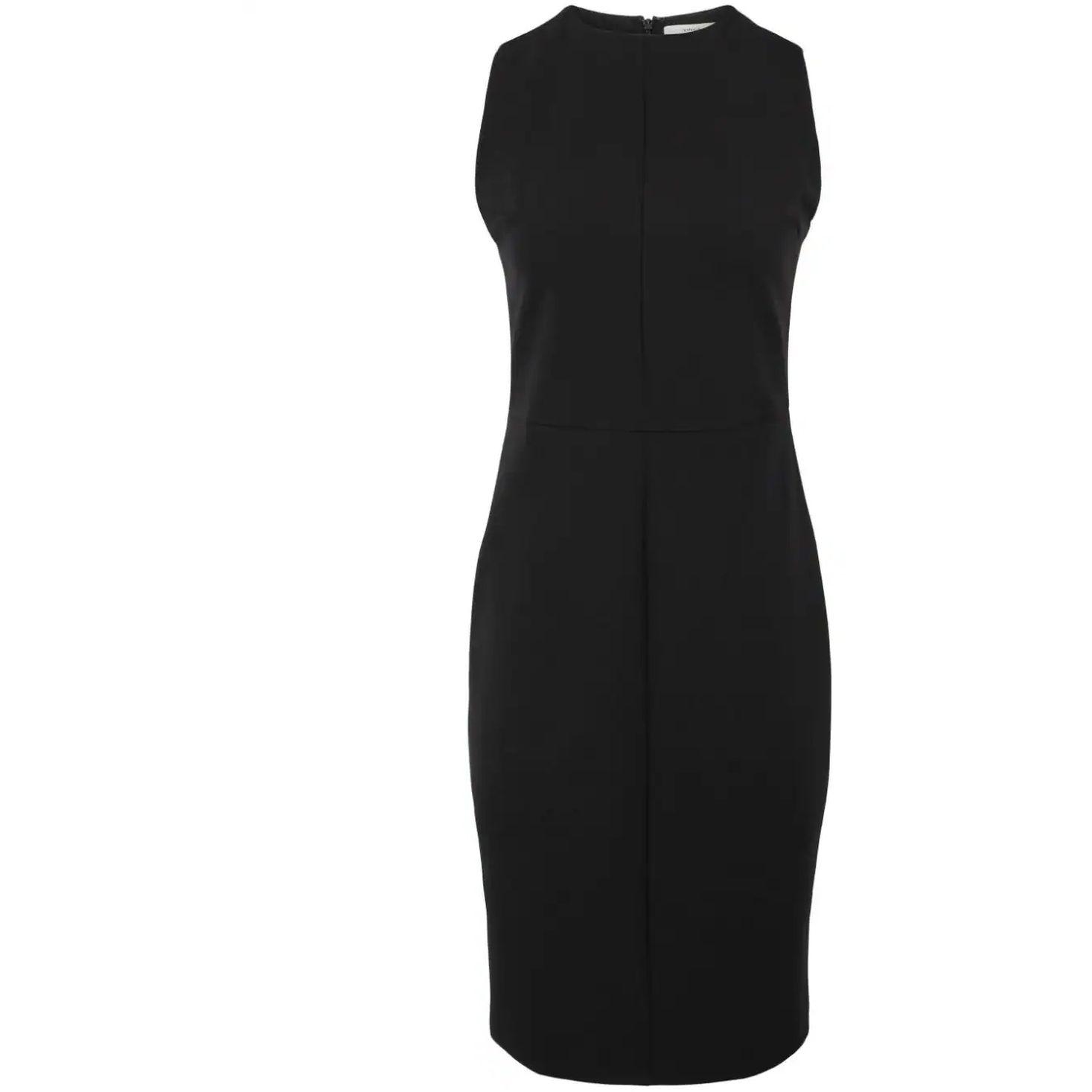 Midi suknelė moterims, Juoda, Seamed front sheath dress